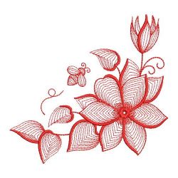 Redwork Rippled Flowers 02(Lg)