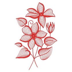 Redwork Rippled Flowers 03(Lg)