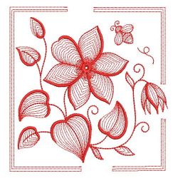 Redwork Rippled Flowers 06(Lg) machine embroidery designs