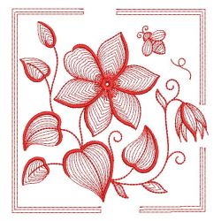 Redwork Rippled Flowers 06(Sm)