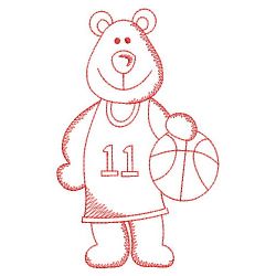 Redwork Sport Bear 09(Lg) machine embroidery designs