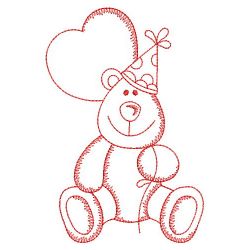 Redwork Birthday Bear 02(Lg) machine embroidery designs