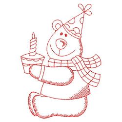 Redwork Birthday Bear 03(Lg) machine embroidery designs