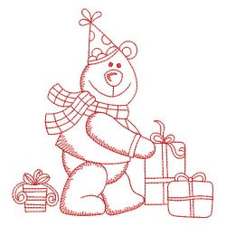 Redwork Birthday Bear 04(Sm)