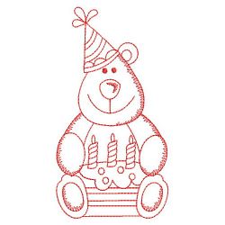Redwork Birthday Bear 05(Md) machine embroidery designs