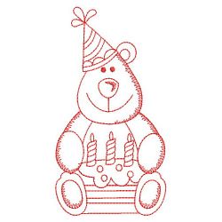 Redwork Birthday Bear 05(Sm)