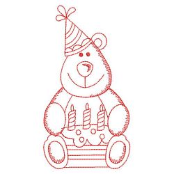 Redwork Birthday Bear 05(Md)