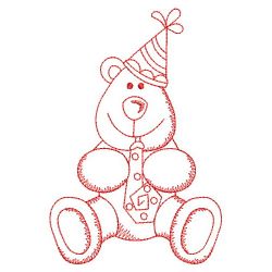 Redwork Birthday Bear 06(Md)