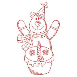 Redwork Birthday Bear 07(Md) machine embroidery designs