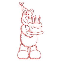 Redwork Birthday Bear 08(Md)