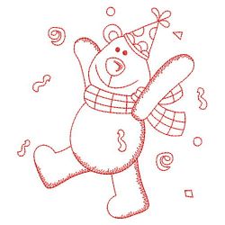 Redwork Birthday Bear 10(Md) machine embroidery designs