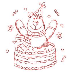 Redwork Birthday Bear 11(Md)
