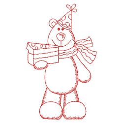 Redwork Birthday Bear 12(Sm) machine embroidery designs