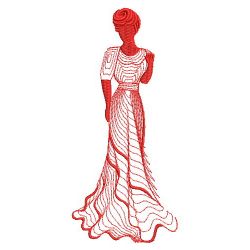 Redwork Rippled Victorian Lady(Md) machine embroidery designs