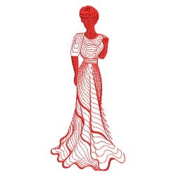 Redwork Rippled Victorian Lady(Lg) machine embroidery designs