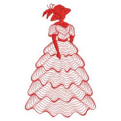Redwork Rippled Victorian Lady 04(Md) machine embroidery designs