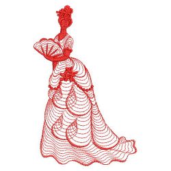 Redwork Rippled Victorian Lady 05(Lg) machine embroidery designs