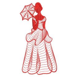 Redwork Rippled Victorian Lady 06(Sm) machine embroidery designs