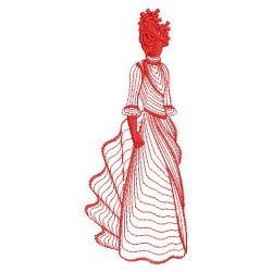 Redwork Rippled Victorian Lady 07(Md) machine embroidery designs