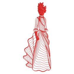 Redwork Rippled Victorian Lady 07(Lg) machine embroidery designs