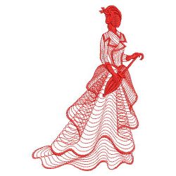 Redwork Rippled Victorian Lady 08(Lg)