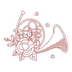 Redwork Flower Musical Instruments(Sm) machine embroidery designs