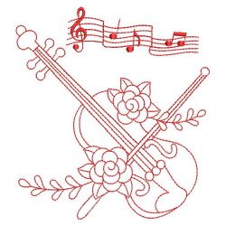 Redwork Flower Musical Instruments 02(Lg) machine embroidery designs