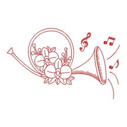 Redwork Flower Musical Instruments 05(Lg) machine embroidery designs