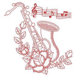 Redwork Flower Musical Instruments 06(Sm)