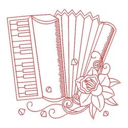 Redwork Flower Musical Instruments 07(Md) machine embroidery designs