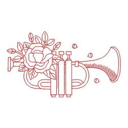 Redwork Flower Musical Instruments 09(Sm) machine embroidery designs