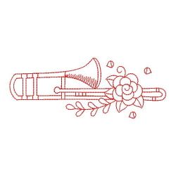 Redwork Flower Musical Instruments 10(Lg) machine embroidery designs